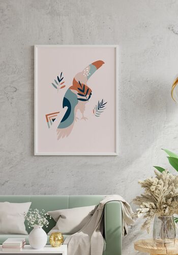 Affiche Boho Oiseau Toucan - 30 x 40 cm - Rose 5