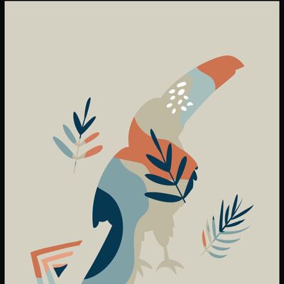 Boho Poster Tukan Vogel - 30 x 40 cm - Olivgrün