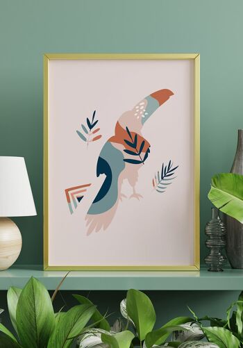 Affiche Boho Oiseau Toucan - 40 x 50 cm - Vert Olive 2