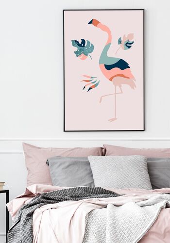 Affiche Boho Flamingo - 21 x 30 cm - Rose 2