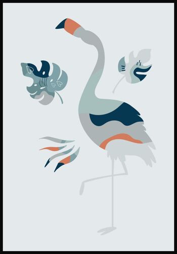 Affiche Boho Flamingo - 21 x 30 cm - Bleu Gris 1