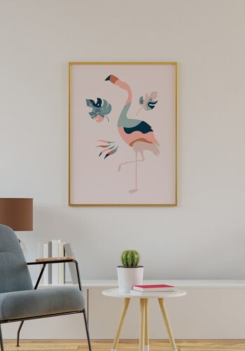 Affiche Boho Flamingo - 21 x 30 cm - Bleu Gris 3