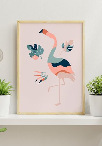 Affiche Boho Flamingo - 21 x 30 cm - Bleu Gris 6