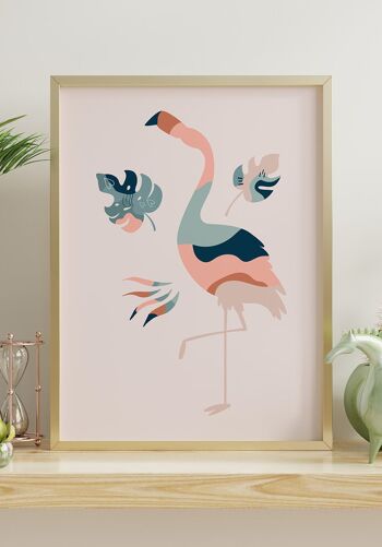 Affiche Boho Flamingo - 30 x 40 cm - Bleu Gris 5