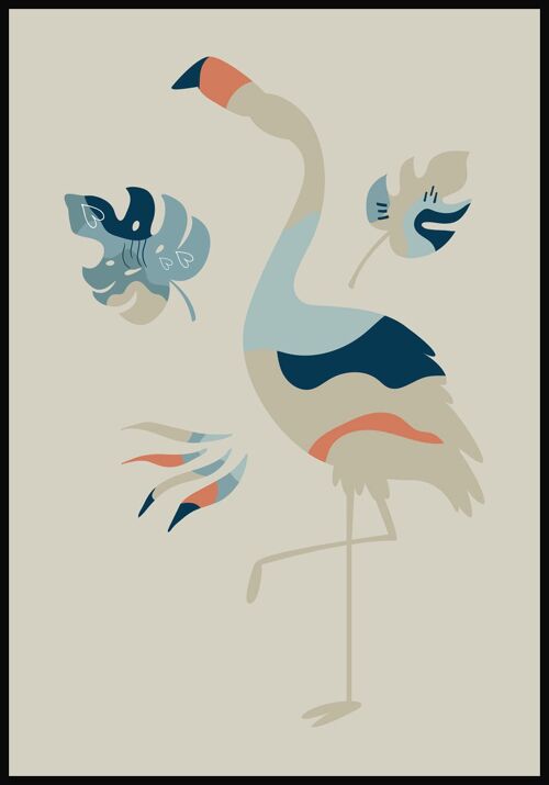 Boho Poster Flamingo - 30 x 40 cm - Olivgrün