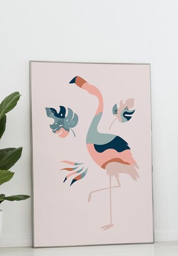 Affiche Boho Flamingo - 50 x 70 cm - Gris Bleu 4