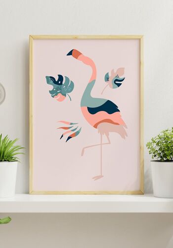 Affiche Boho Flamingo - 50 x 70 cm - Gris Bleu 6