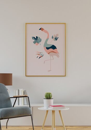 Affiche Boho Flamingo - 70 x 100 cm - Rose 3