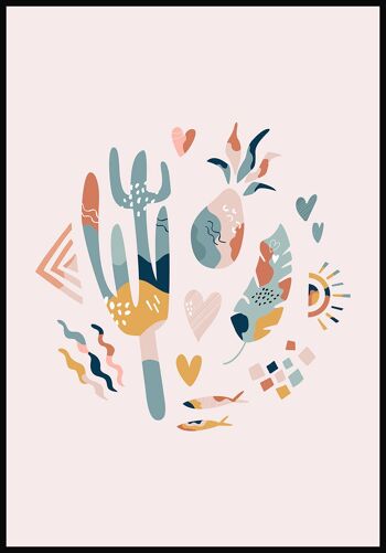 Affiche Boho Cactus Crew - 30 x 40 cm - Rose 1