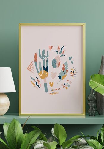 Affiche Boho Cactus Crew - 30 x 40 cm - Rose 3