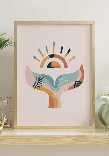 Affiche Boho Queue de Baleine - 50 x 70 cm - Rose 2