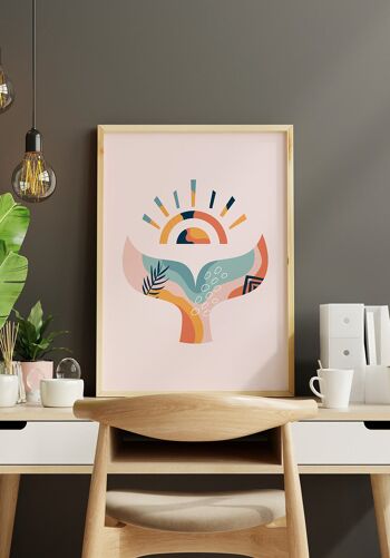 Affiche Boho Queue de Baleine - 50 x 70 cm - Rose 4