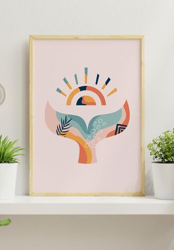 Affiche Boho Queue de Baleine - 50 x 70 cm - Rose 6