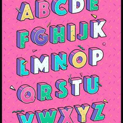 Buntes ABC-Poster auf rosa Hintergrund - 40 x 50 cm
