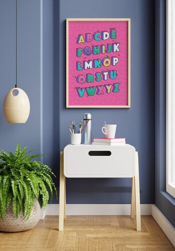 Affiche ABC colorée sur fond rose - 70 x 100 cm 3