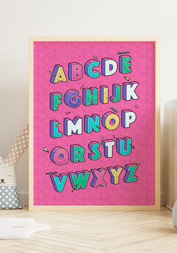 Affiche ABC colorée sur fond rose - 70 x 100 cm 4