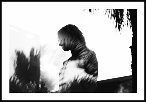 Schwarz-weiß Fotografie Silhouette Frau - 50 x 70 cm