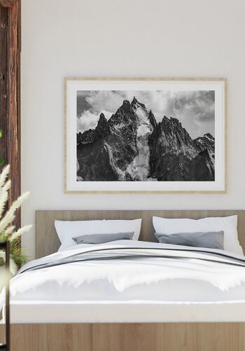 Photographie noir et blanc de sommets montagneux - 21 x 30 cm 2