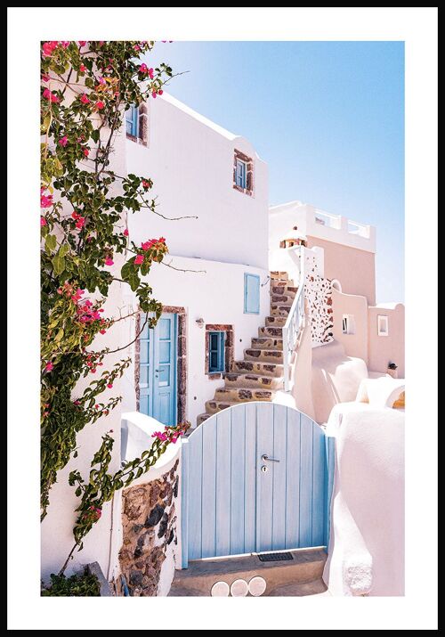 Sommerliche Fotografie Sommerhaus Santorini - 30 x 21 cm