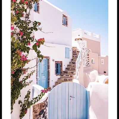 Sommerliche Fotografie Sommerhaus Santorini - 30 x 21 cm