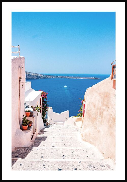 Sommerliche Fotografie Meerblick Santorini - 30 x 21 cm