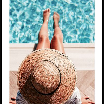 Sommerliches Fotografie Poster Frau am Pool - 40 x 30 cm