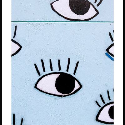 Affiche Photographie Yeux sur Fond Bleu - 30 x 21 cm