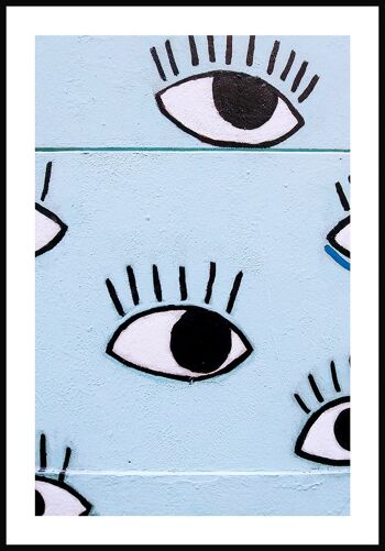 Affiche Photographie Yeux sur Fond Bleu - 70 x 50 cm 1