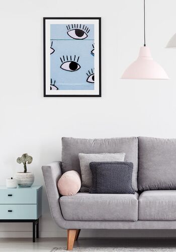 Affiche Photographie Yeux sur Fond Bleu - 70 x 50 cm 2