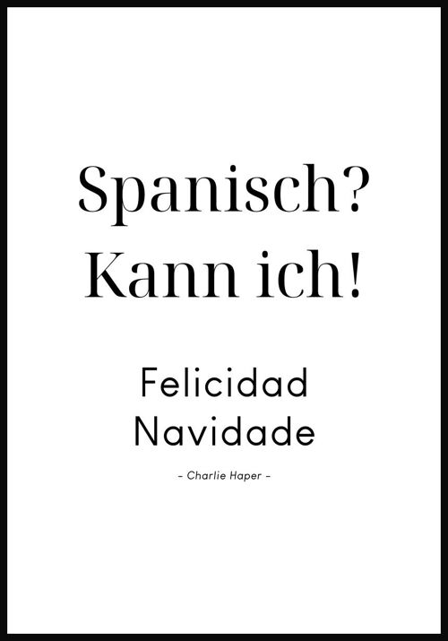 Spanisch Typografie-Poster auf weißem Hintergrund - 21 x 30 cm