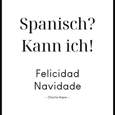 Affiche typographie espagnole sur fond blanc - 30 x 40 cm