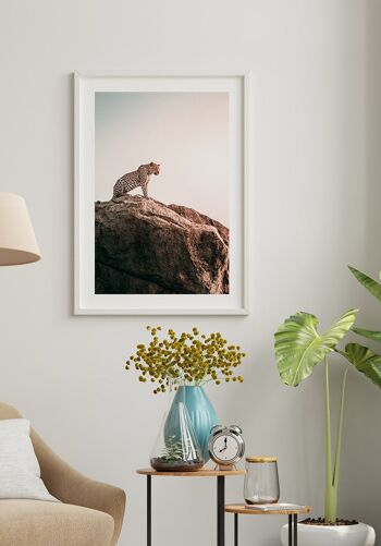 Affiche Léopard assis sur des rochers - 21 x 30 cm 3