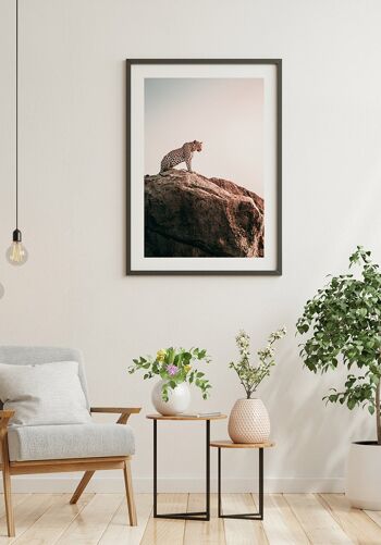 Affiche Léopard assis sur des rochers - 21 x 30 cm 5