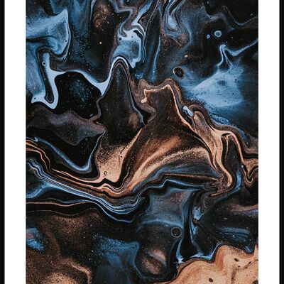 Póster Textura Azul-Dorado-Negro - 30 x 40 cm