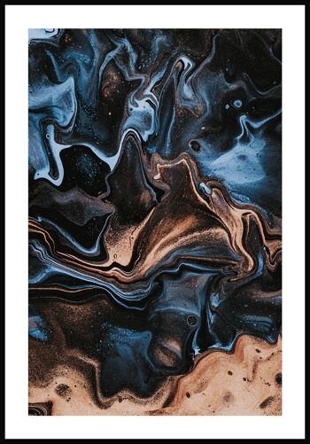 Affiche Texture Bleu-Or-Noir - 30 x 40 cm 1
