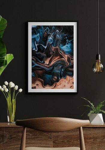 Affiche Texture Bleu-Or-Noir - 30 x 40 cm 2