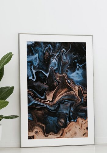 Affiche Texture Bleu-Or-Noir - 30 x 40 cm 4