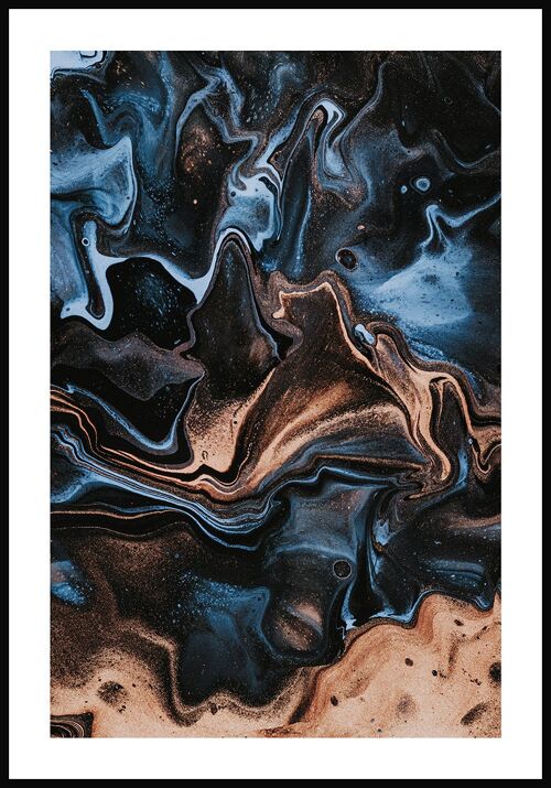 Textur Blau-Gold-Schwarz Poster - 40 x 50 cm
