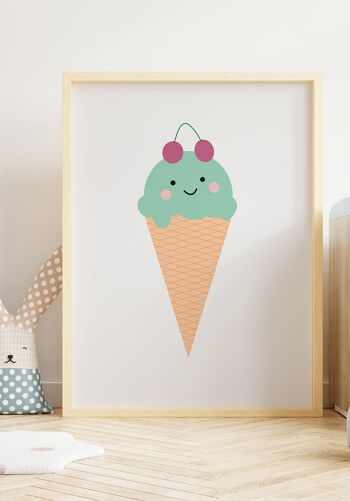 Affiche Glace aux Cerises - 30 x 40 cm - Vert 6