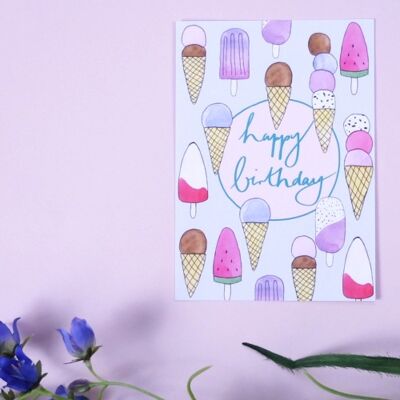 Cartolina Buon compleanno gelato