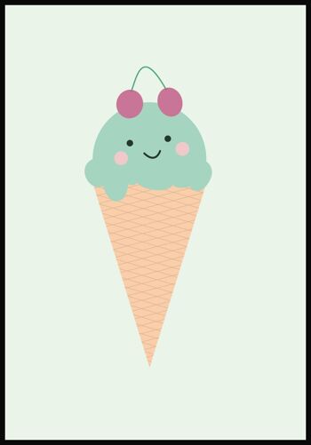 Affiche Glace aux Cerises - 40 x 50 cm - Vert 1