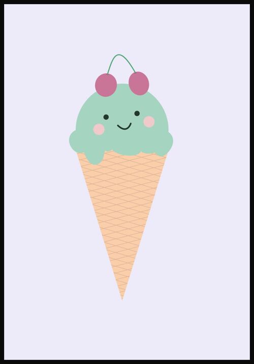 Eis mit Kirschen Poster - 50 x 70 cm - Lila