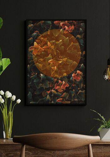 Photographie artistique de feuilles tropicales avec cercle or-orange - 21 x 30 cm 5