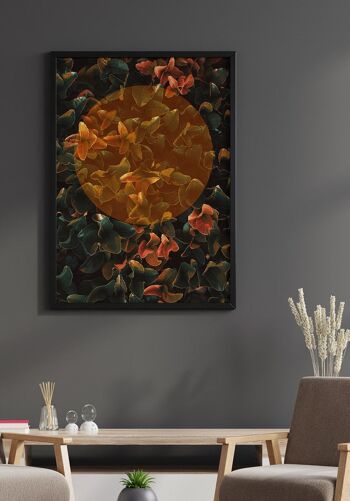 Photographie artistique de feuilles tropicales avec cercle or-orange - 30 x 40 cm 3