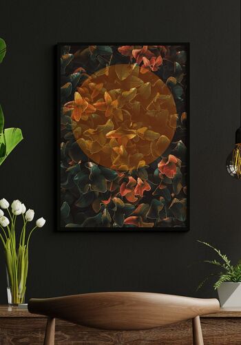 Photographie artistique de feuilles tropicales avec cercle or-orange - 30 x 40 cm 5