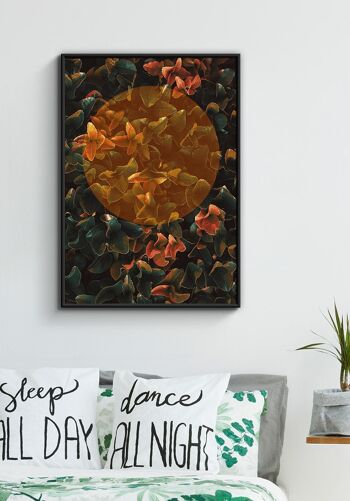 Photographie artistique de feuilles tropicales avec cercle or-orange - 30 x 40 cm 6