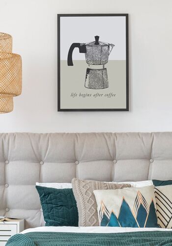 La vie commence après le café Poster avec cafetière expresso - 50 x 40 cm 3