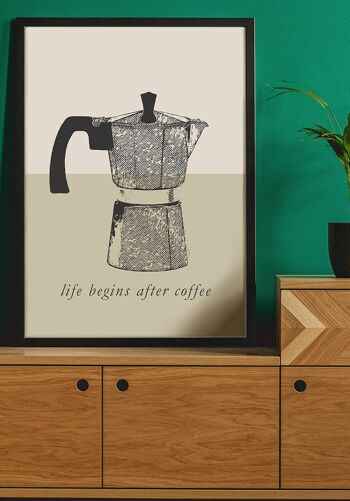 La vie commence après le café Poster avec cafetière expresso - 50 x 40 cm 4