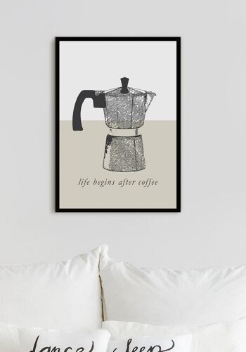 La vie commence après le café Poster avec cafetière expresso - 50 x 40 cm 5
