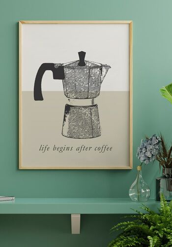 La vie commence après le café Poster avec cafetière expresso - 50 x 40 cm 6